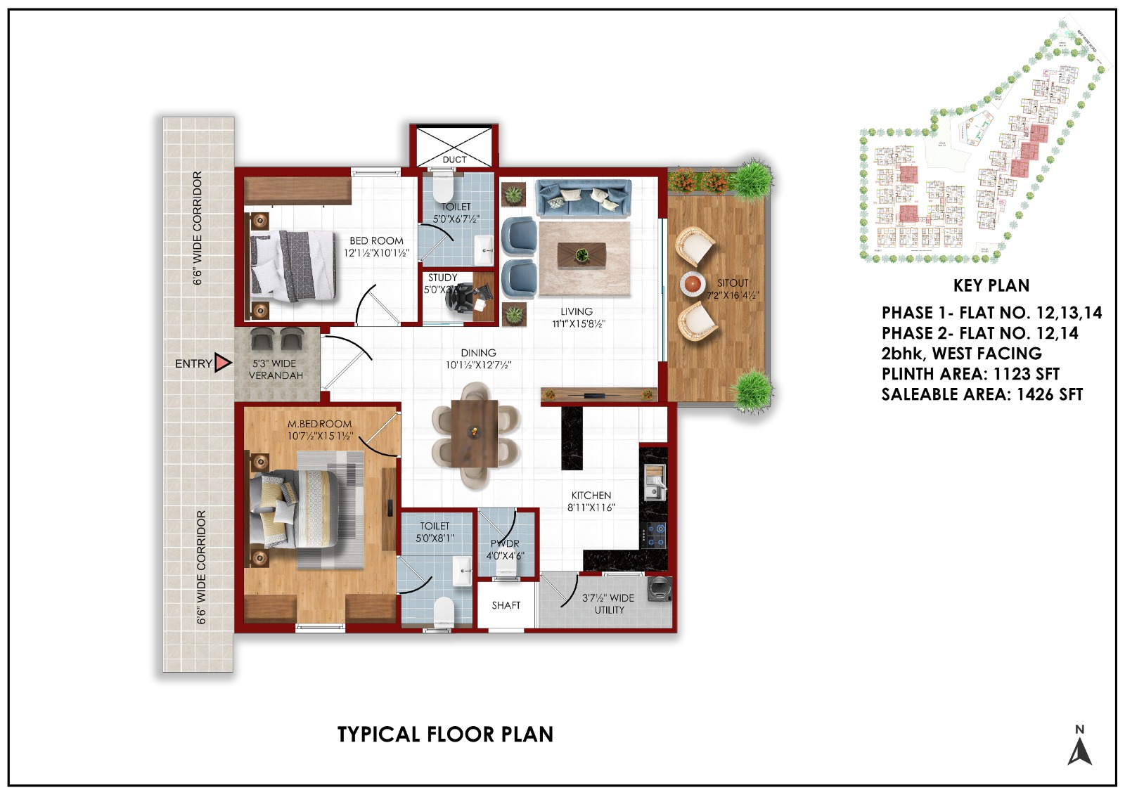 2 BHK residence interior view 2