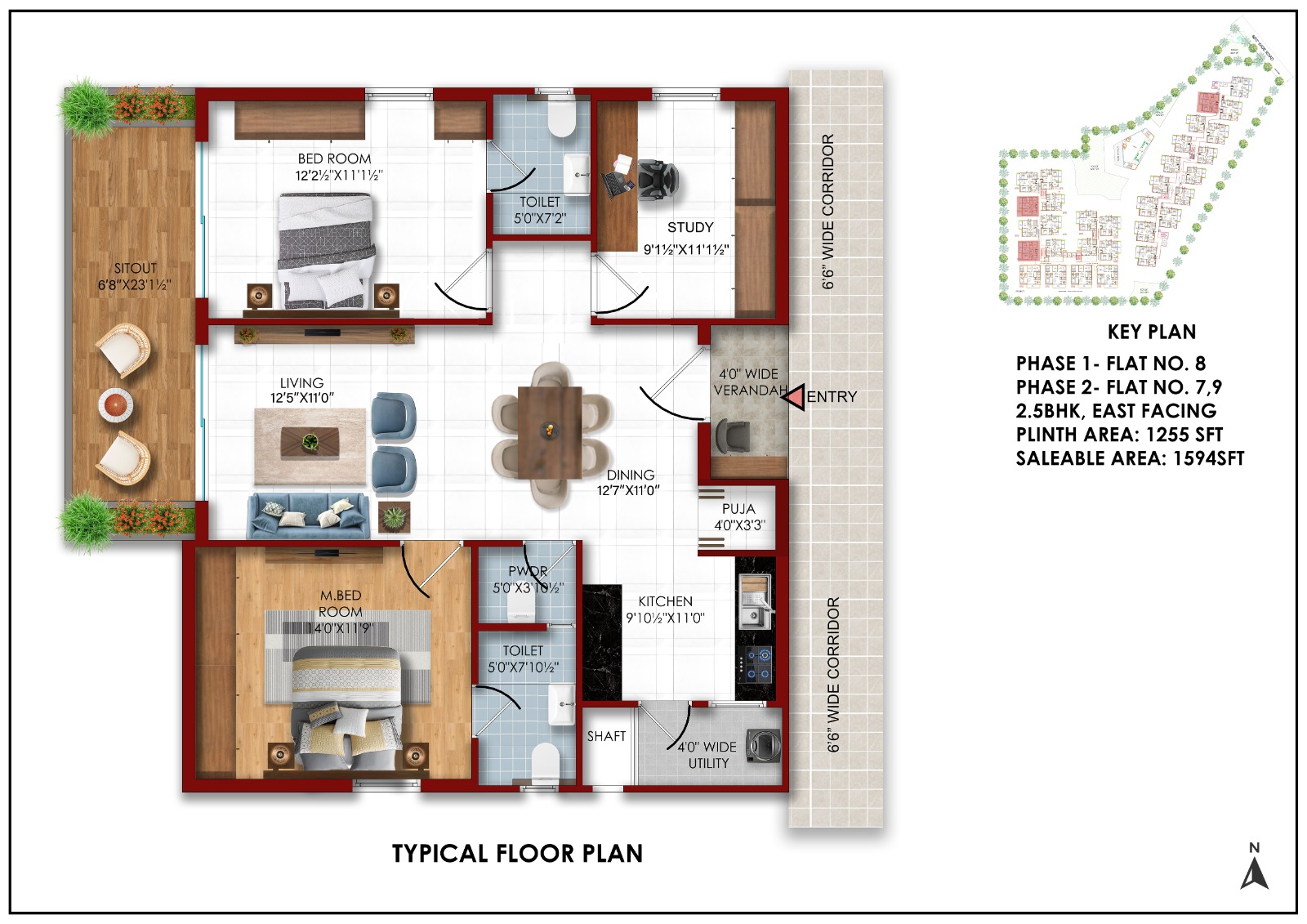 2.5 BHK residence interior view 1
