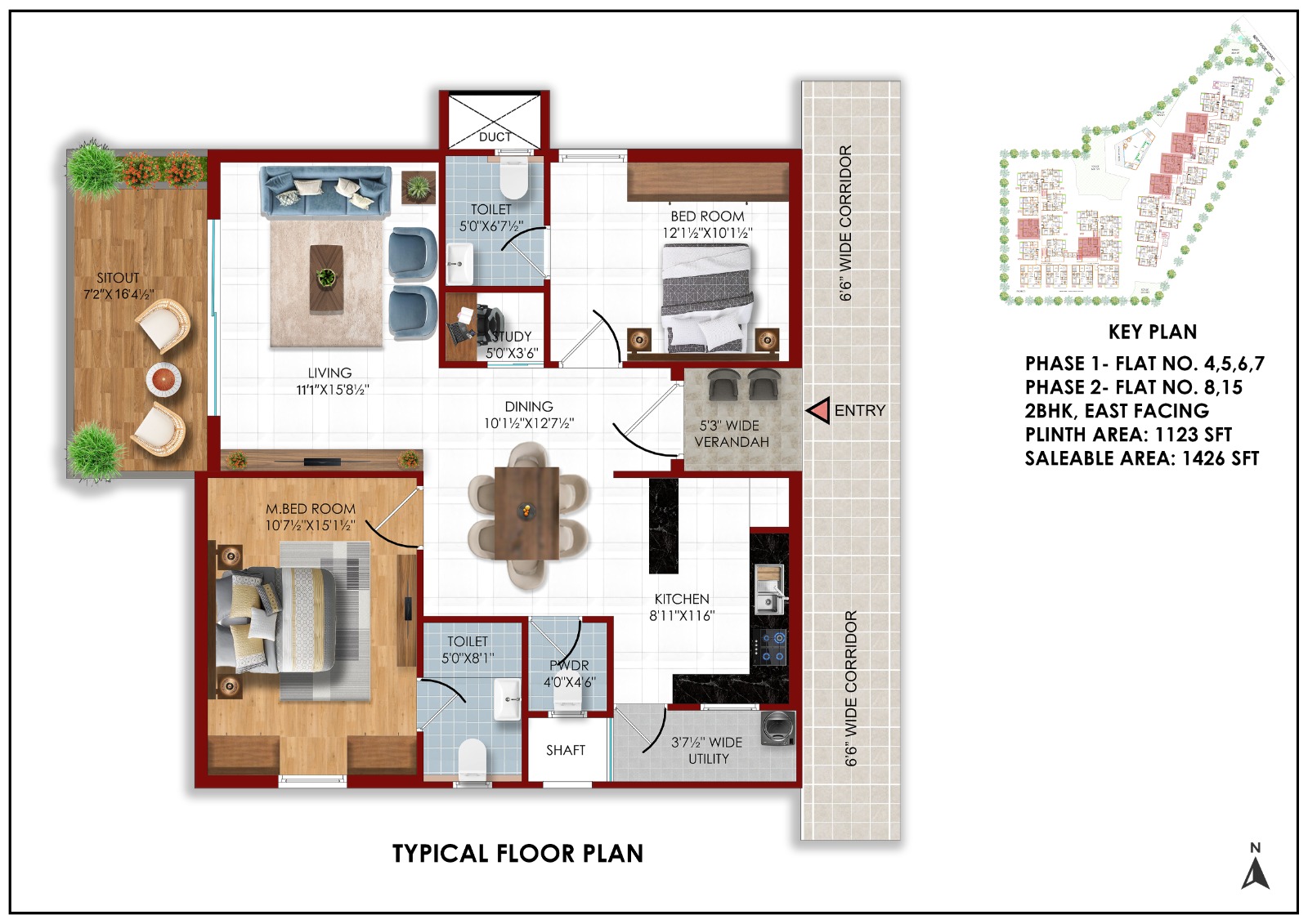 2 BHK residence interior view 1